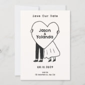 Handgezeichnetes süßes Paar Save The Date (Vorderseite)