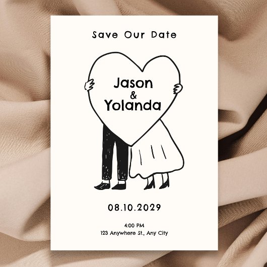 Handgezeichnetes süßes Paar Save The Date