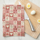Handgezeichnetes süßes Patchwork - Küchenhandtuch Geschirrtuch (Viertel Falte)