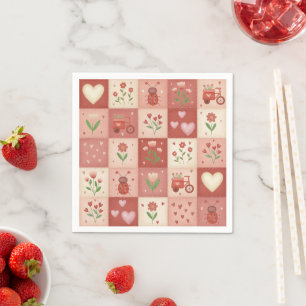 Handgezeichnetes süßes Patchwork-Muster - Serviett Serviette