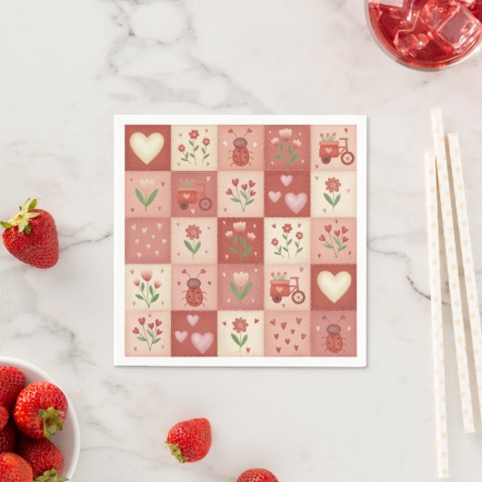 Handgezeichnetes süßes Patchwork-Muster - Serviett Serviette (Beispiel)