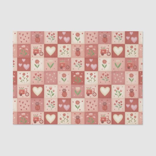 Handgezeichnetes süßes Patchwork-Muster - Tissue-P Seidenpapier (Vorderseite)