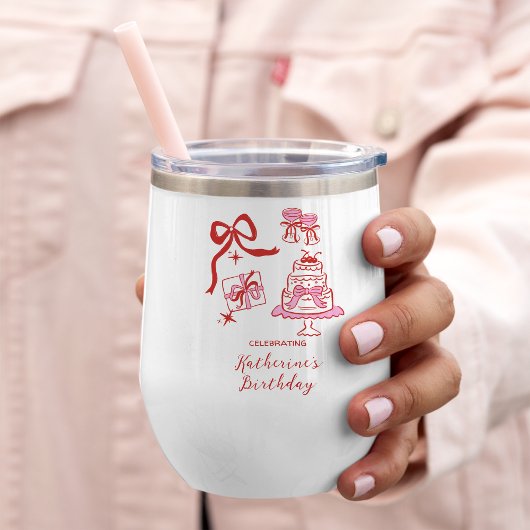 Handgezeichnetes süßes rosa rotes Kritzel-Geschenk