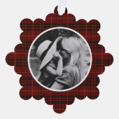 Handgezeichnetes Tartan Kariertes Foto Ornament Karte (Vorderseite)