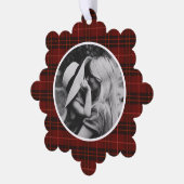 Handgezeichnetes Tartan Kariertes Foto Ornament Karte (Linke Ecke)