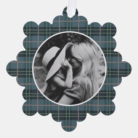 Handgezeichnetes Tartan Kariertes Foto Ornament Karte (Vorderseite)