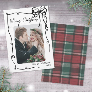 Handgezeichnetes Tartan Whimsical Frohe Weihnachte Feiertagskarte