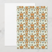 Handgezeichnetes Teddybären-Schmusepattern Einladung (Vorne/Hinten)