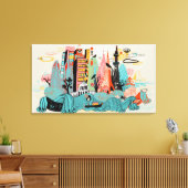 Handgezeichnetes Tokio Japan Leinwanddruck (Insitu (Wohnzimmer))