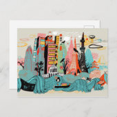 Handgezeichnetes Tokio Japan Postkarte (Vorne/Hinten)