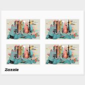 Handgezeichnetes Tokio Japan Rechteckiger Aufkleber (Blatt)