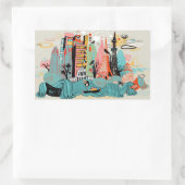 Handgezeichnetes Tokio Japan Rechteckiger Aufkleber (Tasche)