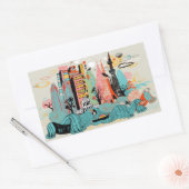 Handgezeichnetes Tokio Japan Rechteckiger Aufkleber (Umschlag)