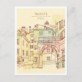 Handgezeichnetes Trieste Italien Wahrzeichen Postkarte