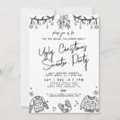 Handgezeichnetes Ugly Sweater Christmas Party Einladung (Vorderseite)
