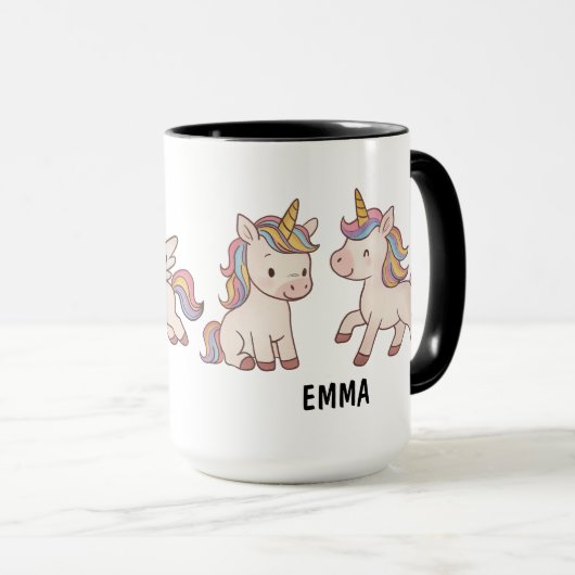 Handgezeichnetes Unicorn Niedlich Tasse (VorderseiteRechts)