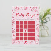 Handgezeichnetes Valentine Baby Bingo Baby Shower  Einladung (Stehend Vorderseite)