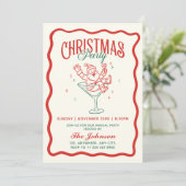 Handgezeichnetes Vintages Weihnachtsfest-Party Einladung (Stehend Vorderseite)