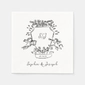 Handgezeichnetes Wappen mit Cherubs und Monogramm- Serviette (Vorderseite)