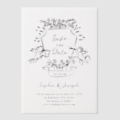 Handgezeichnetes Wappen mit Kehlen | Save The Date Pergament Einladungen (Vorderseite)