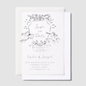 Handgezeichnetes Wappen mit Kehlen | Save The Date Pergament Einladungen (Versetzt)