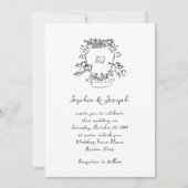 Handgezeichnetes Wappen mit Monogramm | Hochzeit Einladung (Vorderseite)