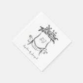 Handgezeichnetes Wappen mit Monogramm-Hochzeit Serviette (Ecke)