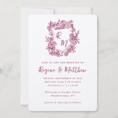 Handgezeichnetes Wappen Monogram All-in-one Hochze Einladung (Vorderseite)