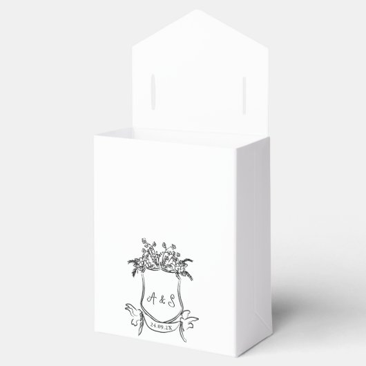 Handgezeichnetes Wappen Schwarz-weiße Gastgeschenk Geschenkschachtel (Geöffnet)