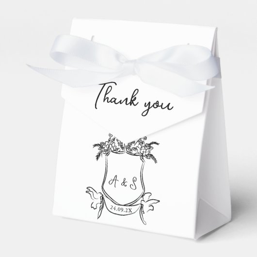 Handgezeichnetes Wappen Schwarz-weiße Gastgeschenk Geschenkschachtel (Vorderseite)