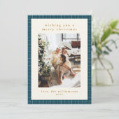 Handgezeichnetes warmes blaues Kariertes Weihnacht Feiertagskarte (Stehend Vorderseite)