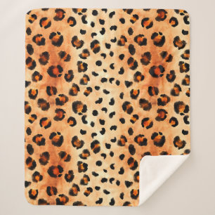 Handgezeichnetes Wasserfarbenleopardenmuster. Exot Sherpadecke