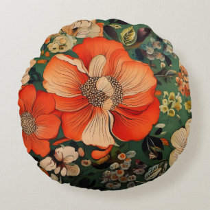 Handgezeichnetes Wasserfarbenmuster, nahtlos flora Rundes Kissen