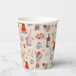 Handgezeichnetes Weihnachts-Brautparty gemeinsam m Pappbecher