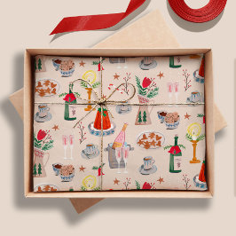 Handgezeichnetes Weihnachts-Brautparty gemeinsam m Seidenpapier