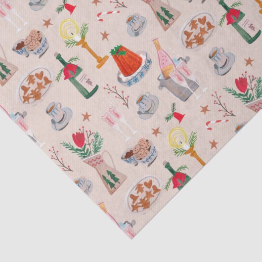 Handgezeichnetes Weihnachts-Brautparty gemeinsam m Seidenpapier (Detail)