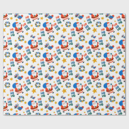 Handgezeichnetes Weihnachts-Crayon-Style-Santa-Mus Geschenkpapier