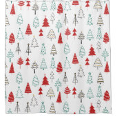 Handgezeichnetes Weihnachtsbaummuster Duschvorhang (Vorderseite)