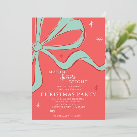 Handgezeichnetes Weihnachtscocktail-Party Einladung (Stehend Vorderseite)