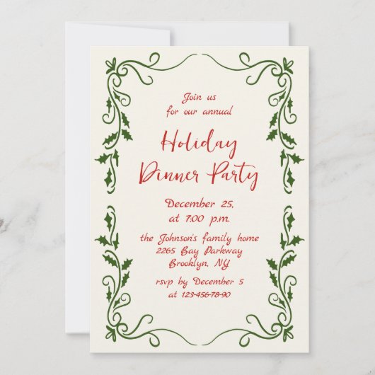 Handgezeichnetes Weihnachtsfest Abendessen Einladung (Vorderseite)