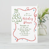 Handgezeichnetes Weihnachtsfest Abendessen Einladung (Stehend Vorderseite)