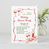 Handgezeichnetes Weihnachtsfest Abendessen Einladung (Stehend Vorderseite)