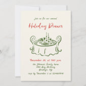 Handgezeichnetes Weihnachtsfest Abendessen Einladung (Vorderseite)