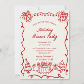 Handgezeichnetes Weihnachtsfest Abendessen Einladung (Vorderseite)