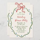 Handgezeichnetes Weihnachtsfest Abendessen Einladung (Vorne/Hinten)