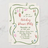 Handgezeichnetes Weihnachtsfest Abendessen Einladung (Vorne/Hinten)