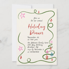 Handgezeichnetes Weihnachtsfest Abendessen Einladung