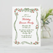 Handgezeichnetes Weihnachtsfest Abendessen Einladung (Stehend Vorderseite)