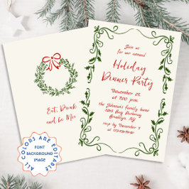 Handgezeichnetes Weihnachtsfest Abendessen Einladung