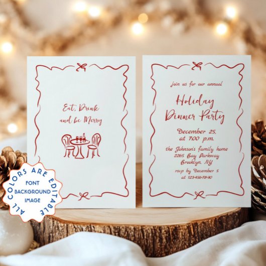 Handgezeichnetes Weihnachtsfest Abendessen Einladung